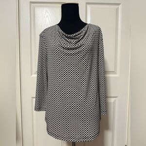 Liz Claiborne Black and White Patterned Women's Top